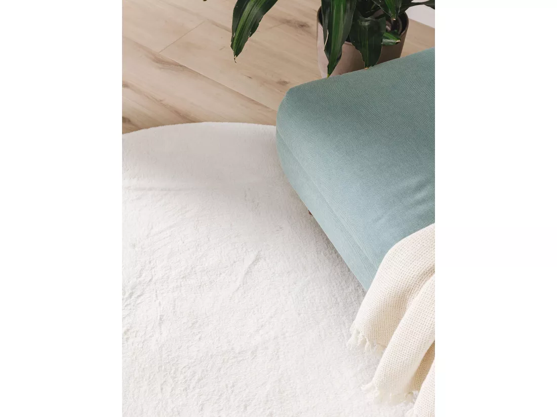 Tapis en fausse fourrure Furry Crème ø 120 cm rond