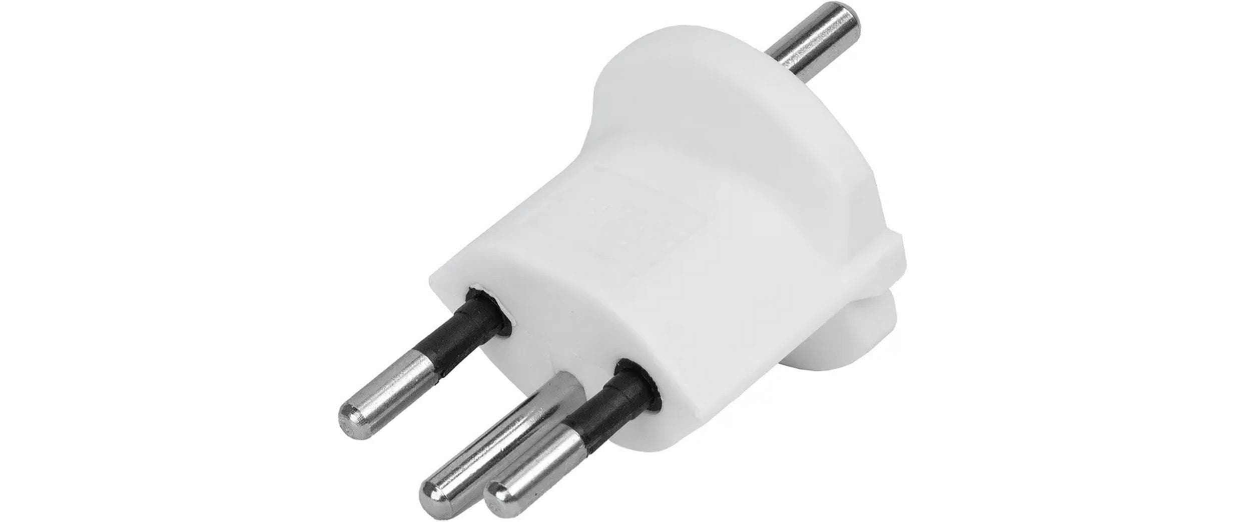 Fixadapter Deutschland CEE7/7 auf Schweiz T12 3-polig, WeissSchuko zu T12 Fixadapter