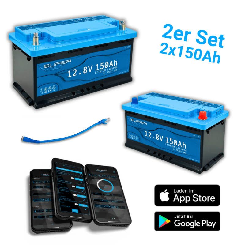 Supervolt LiFePO4 300Ah 12.8V mit Bluetooth BMS sx150