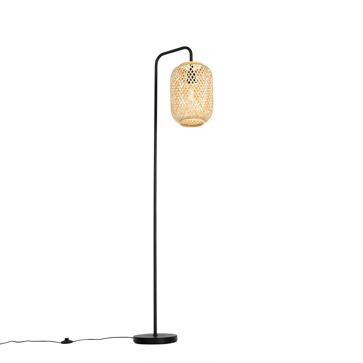 Oosterse vloerlamp zwart met bamboe - Yvonne