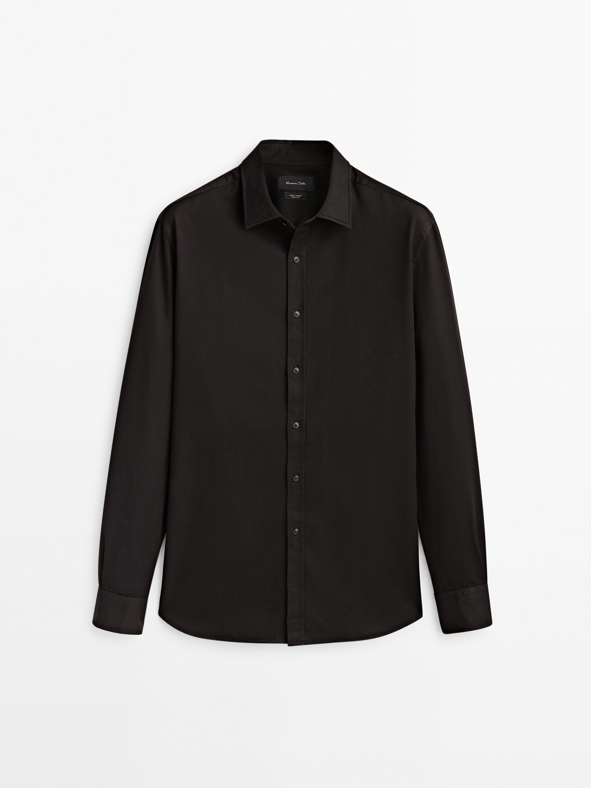 Camisa jeans de corte regular, 100% algodão - PRETA