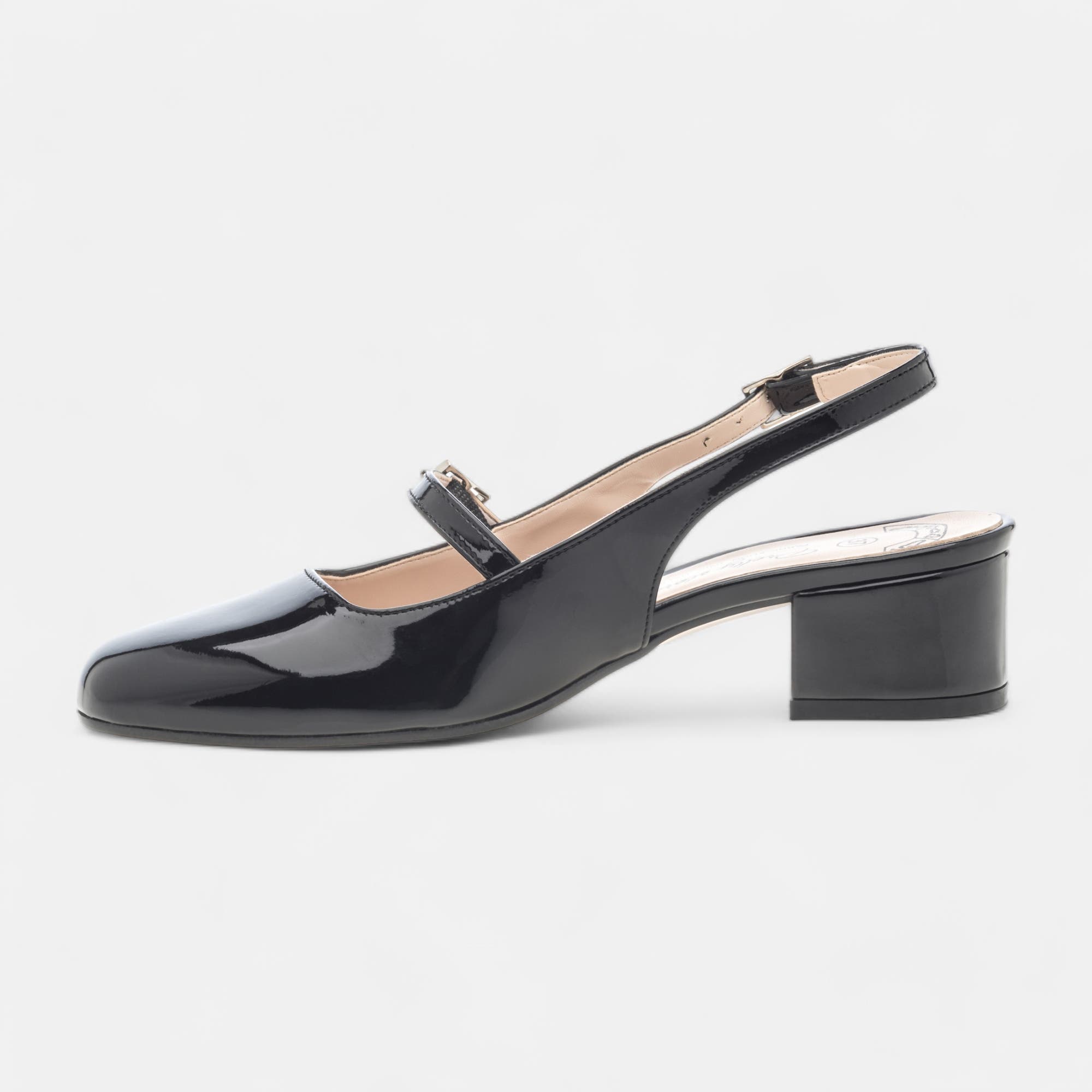 Escarpins avec bride arrière Femme noir vernis
