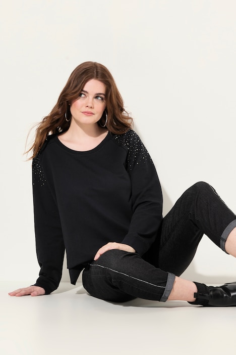 Sweatshirt, Ziernieten, Oversized, Rundhals, Langarm
