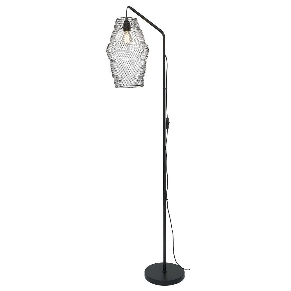 Lampadaire avec suspension filaire métal noir