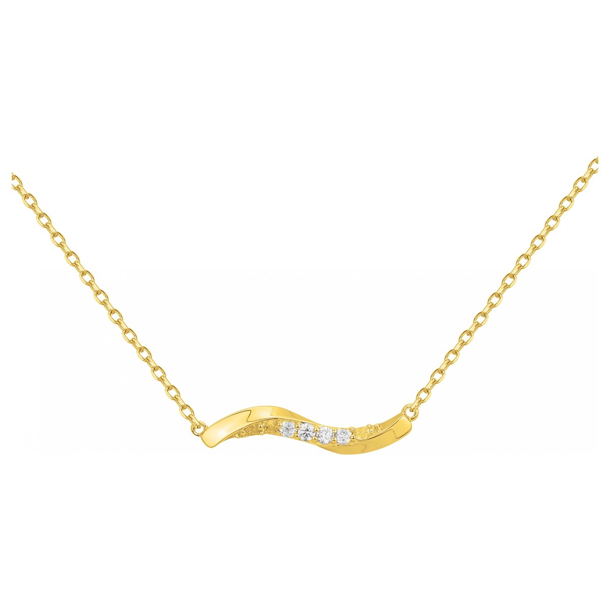 Collier mono-motif en Plaqué Or avec oxyde de zirconium blanc