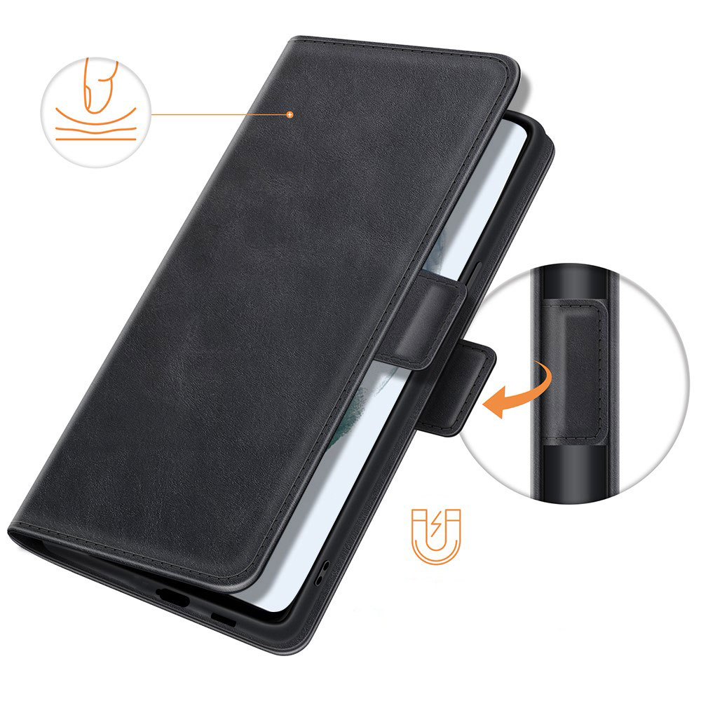 Samsung Galaxy S21 FE 5G Vintage Leder Tasche Flip Cover Fashion Design - Schwarz