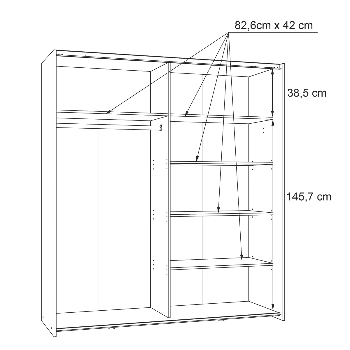 Schwebetürenschrank 2-trg. Gais weiss