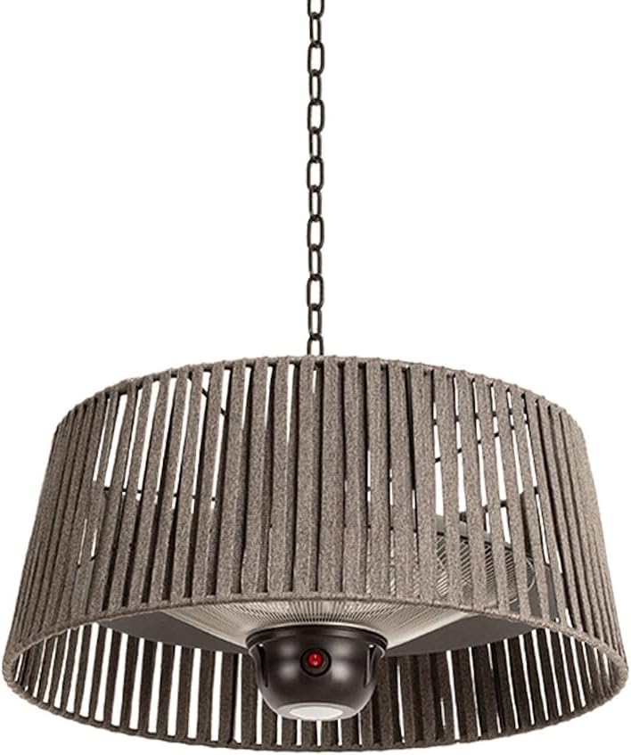 CREATE/HANGING HEATER/Halogen-Infrarot Heizstrahler Grau mit LED-Beleuchtung und Fernbedienung für Terrassen, Garten und Außenbereiche / 1800W Deckenheizstrahler, 3 Heizstufen 800-1000-1800W, IP24