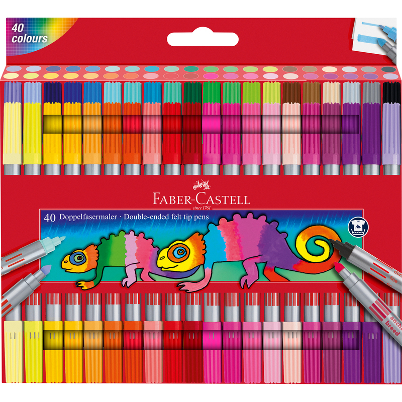 Faber-Castell Filzstifte Doppelspitze, 40 Stück, assortiert