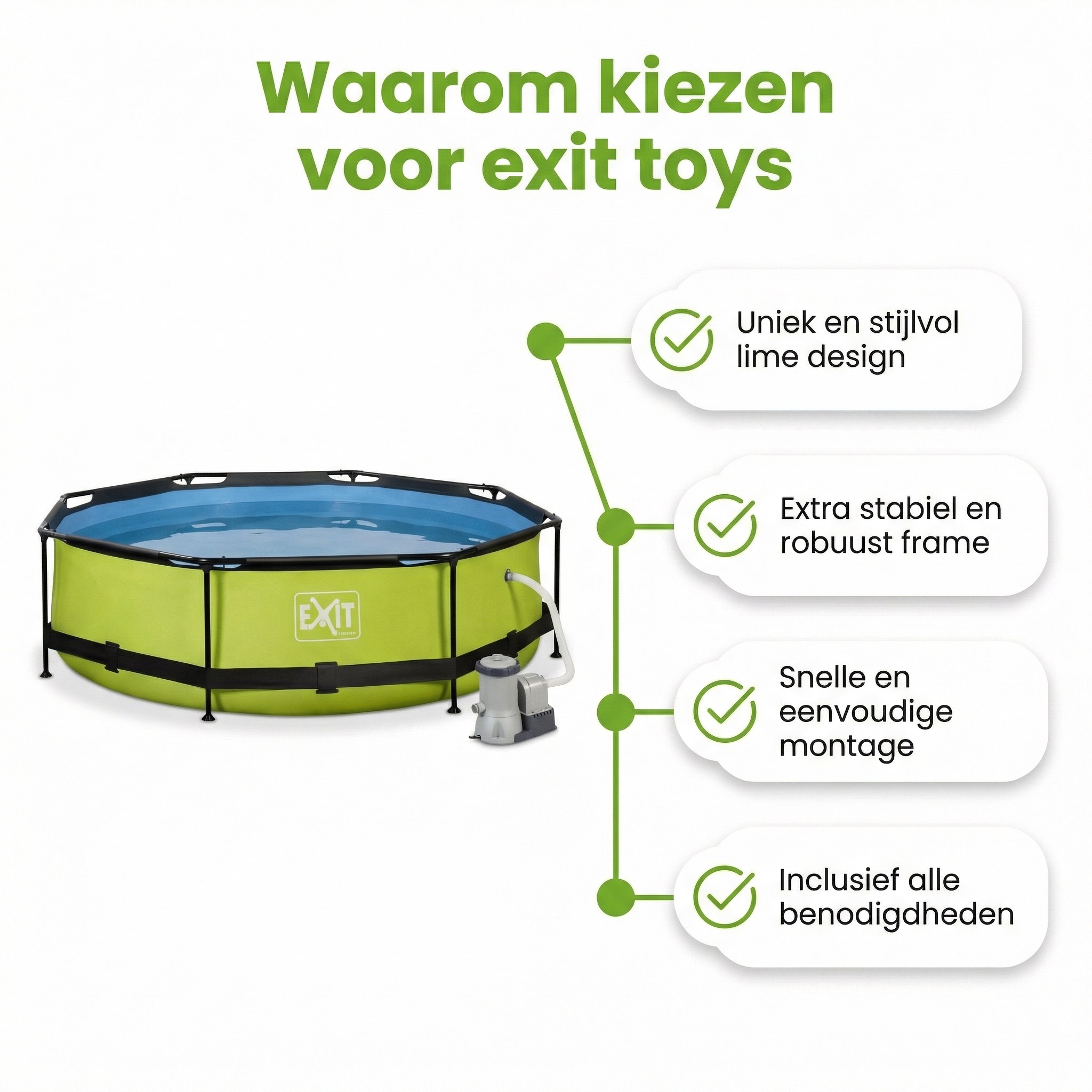 EXIT Lime 300x76cm Zwembad met pomp - Green