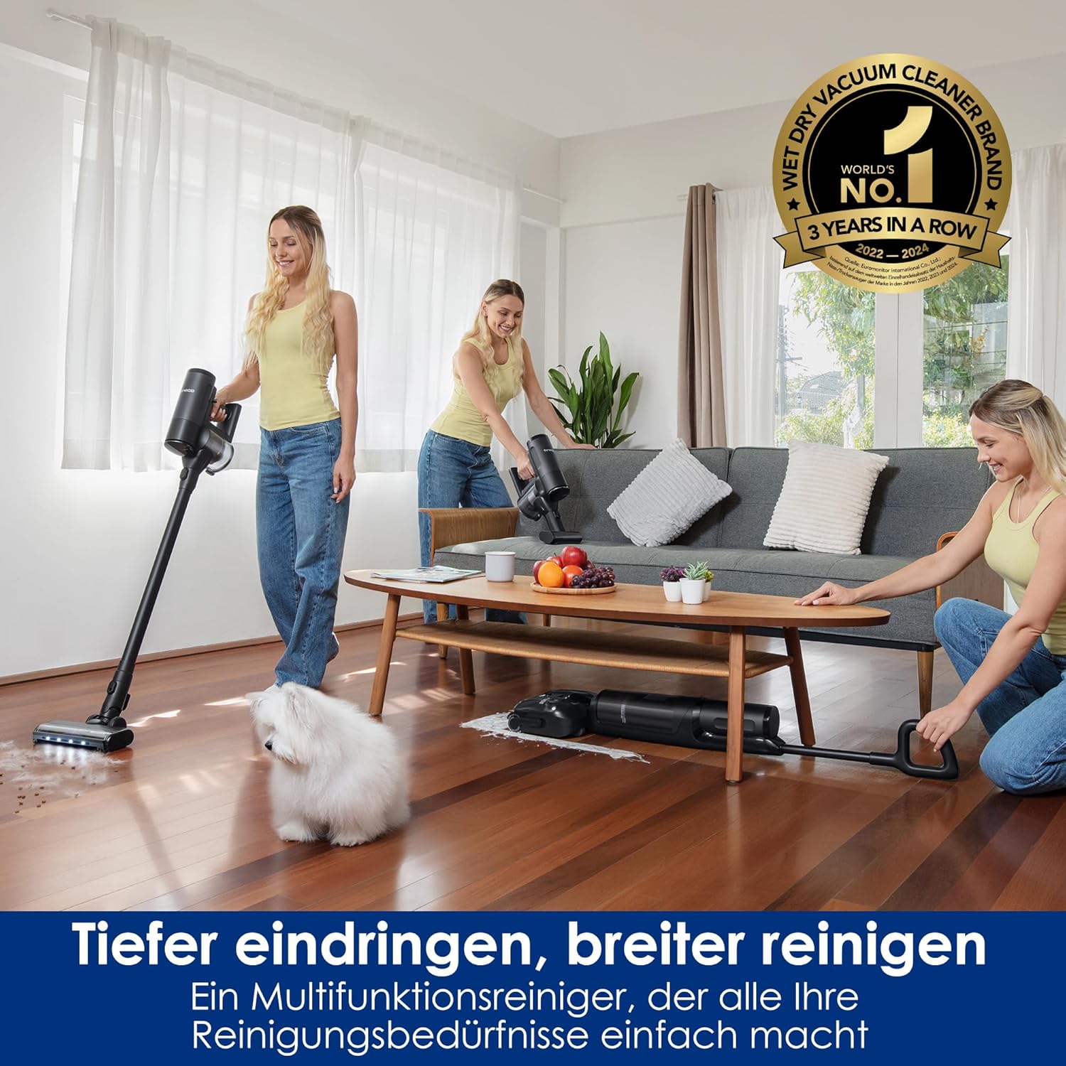 Tineco FLOOR ONE Switch S7 Stretch Nass Trockensauger & Akkusauger Set 5-in-1, FlashDry Selbstreinigung, DualBlock Anti-Tangle, 50 Min Laufzeit 22kPa Multifunktionaler Bodenreiniger für das Ganze Haus