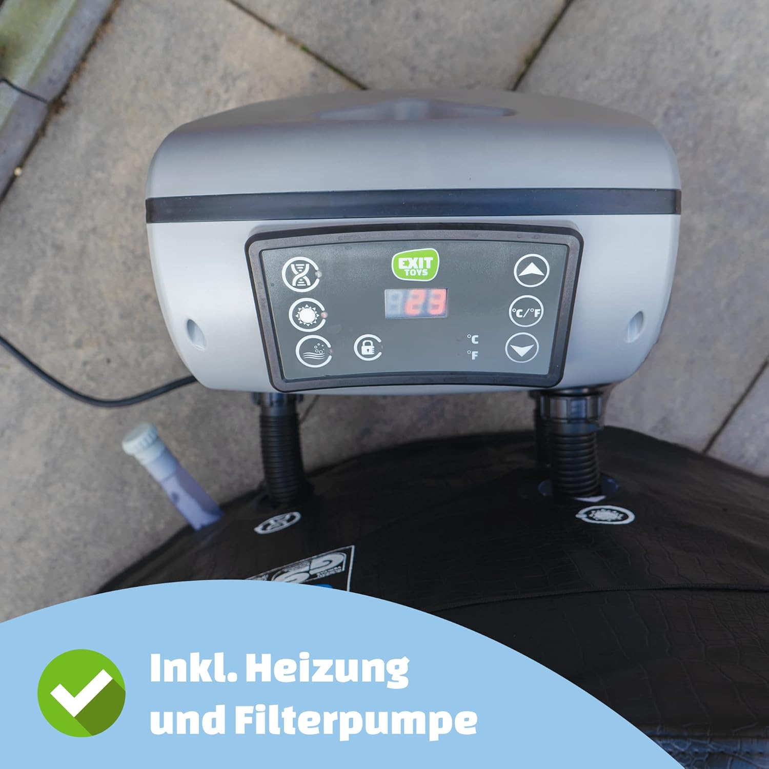 EXIT TOYS | Leather Premium Whirlpool - Rund - Für 2 Personen, Schwarz, ø 165 cm