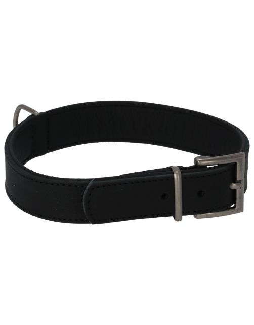 Adori Halsband Vetleder Gevoerd Zwart&Zwart - Hondenhalsband