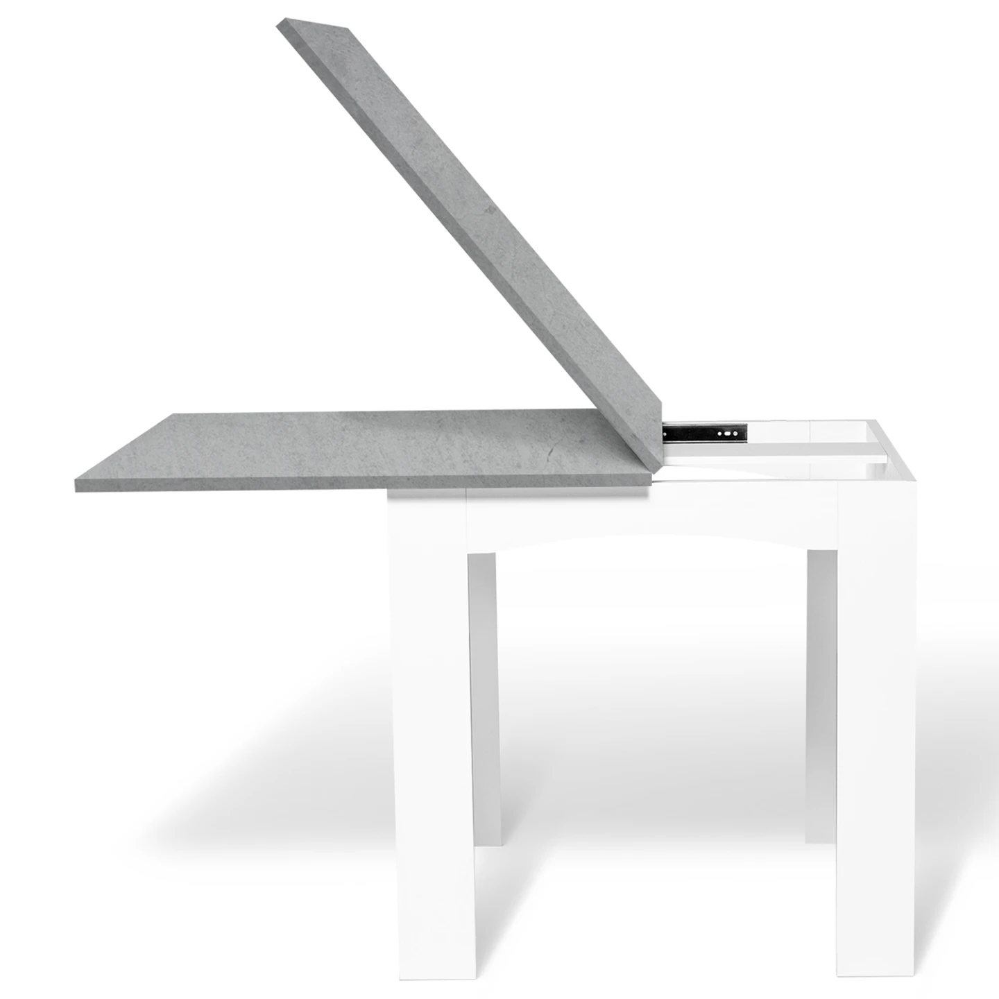Table à manger extensible rectangle DONA 4-8 personnes plateau effet béton 80-160 cm