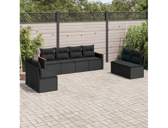 LES TENDANCES - Salon extérieur Salon de jardin-noir-8 places-55x62x69-454471