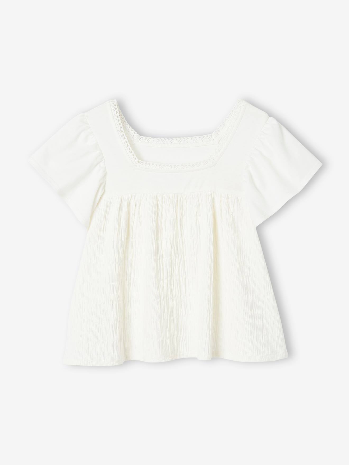 Blusa bicolor para meninas, cor off-white