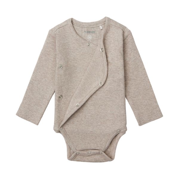 Noppies Nino Romper - Rib - Taupe Melange - Mt. 44