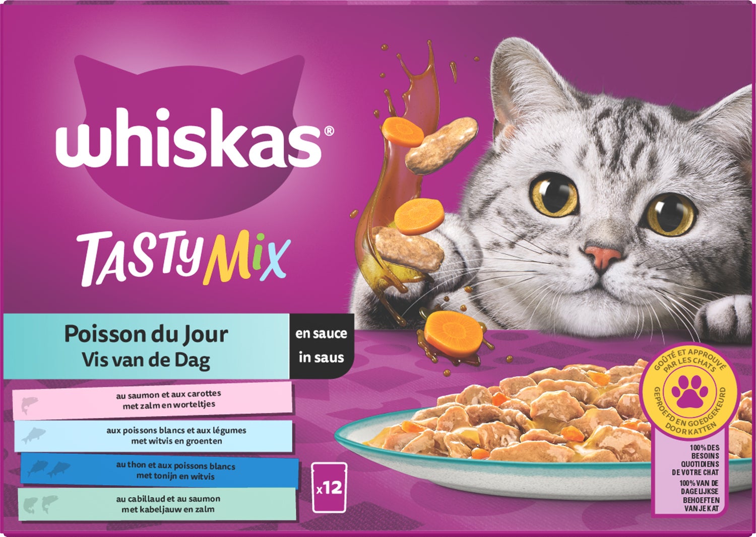Whiskas kattenvoer in saus Vis van de Dag adult 85 g 12 stuks
