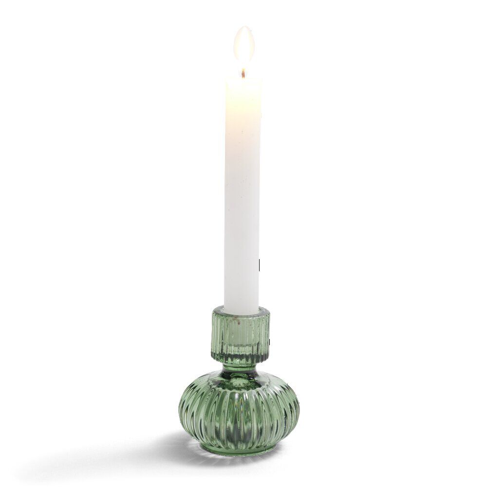 Bougeoir verre vert Ø7,5xH9cm