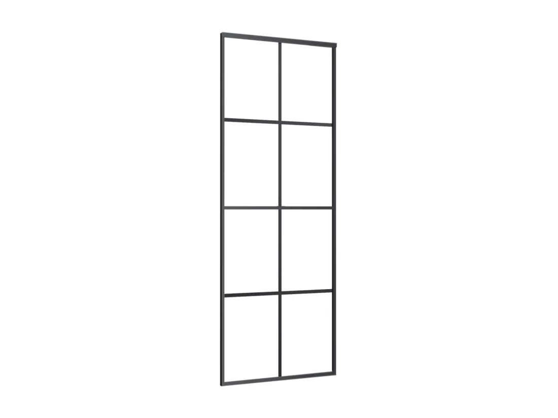 Porte coulissante Aluminium et verre ESG 76x205 cm Noir