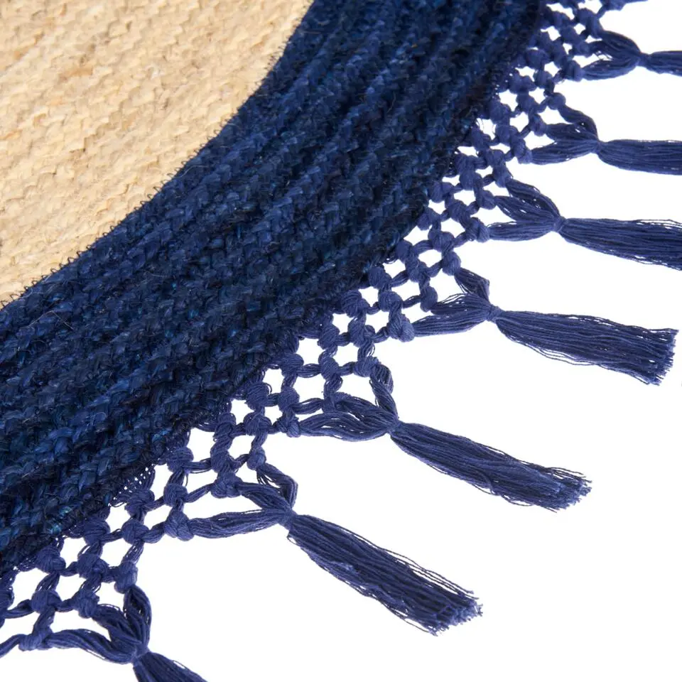 MARTS - Vloerkleed - Donkerblauw - 140 cm - Jute