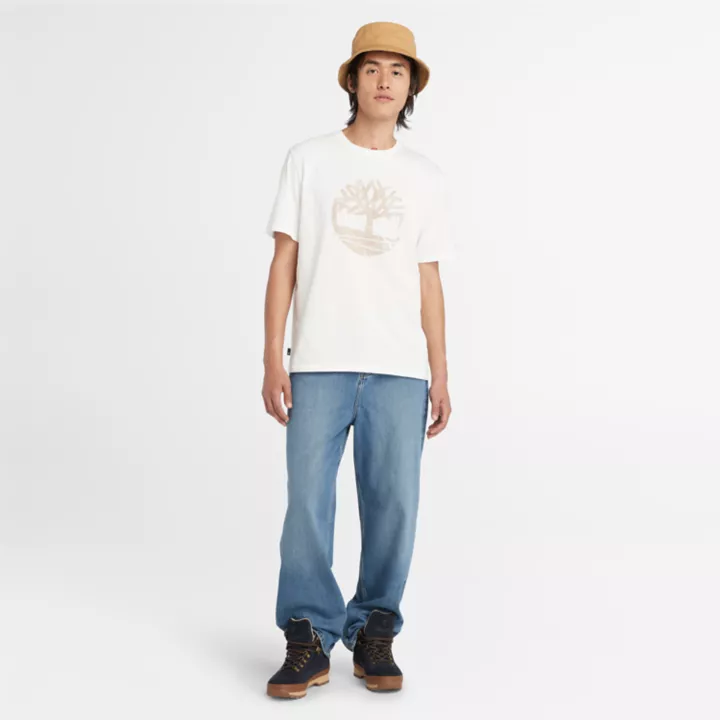 T-shirt à motif teint en pièce pour homme en blanc