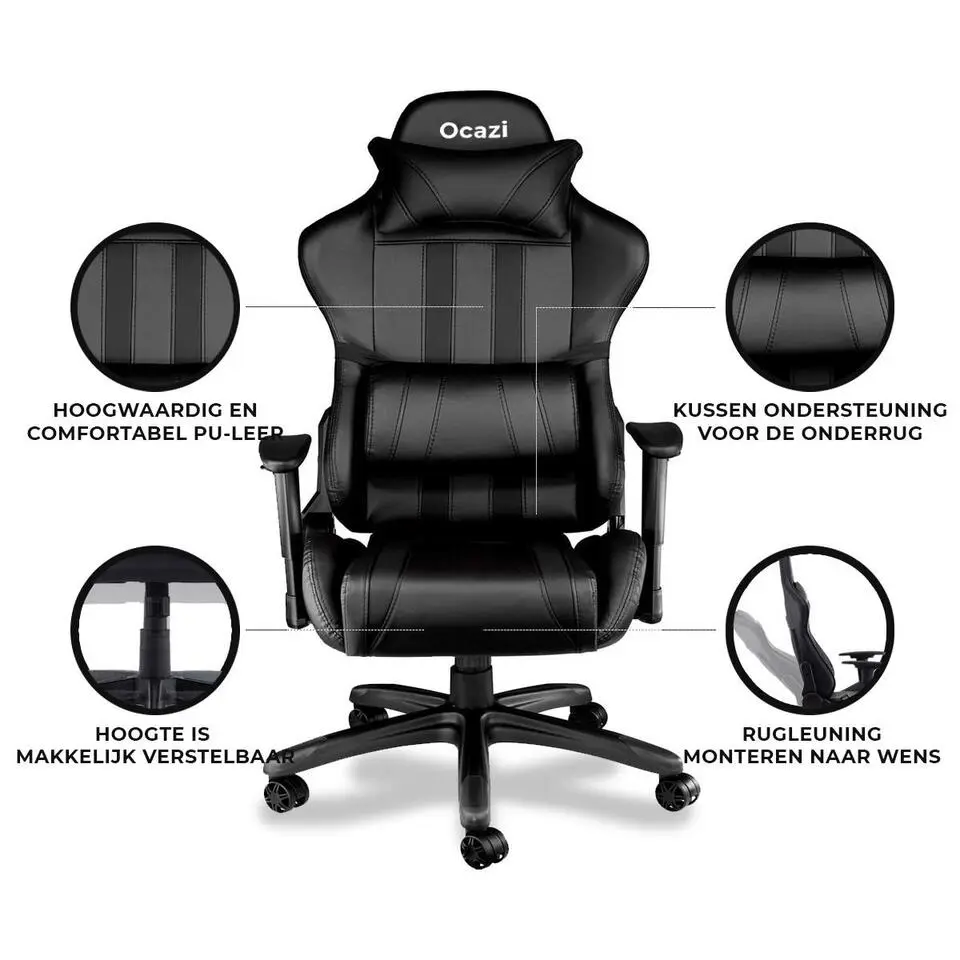Ocazi Chicago Gamingstoel - Bureaustoel - Zwart