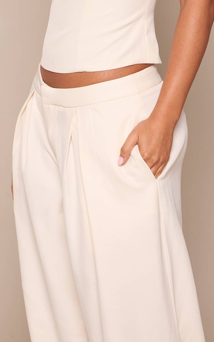 Crème Pantalon Large Taillé Tissé Petite Taille Co-ord