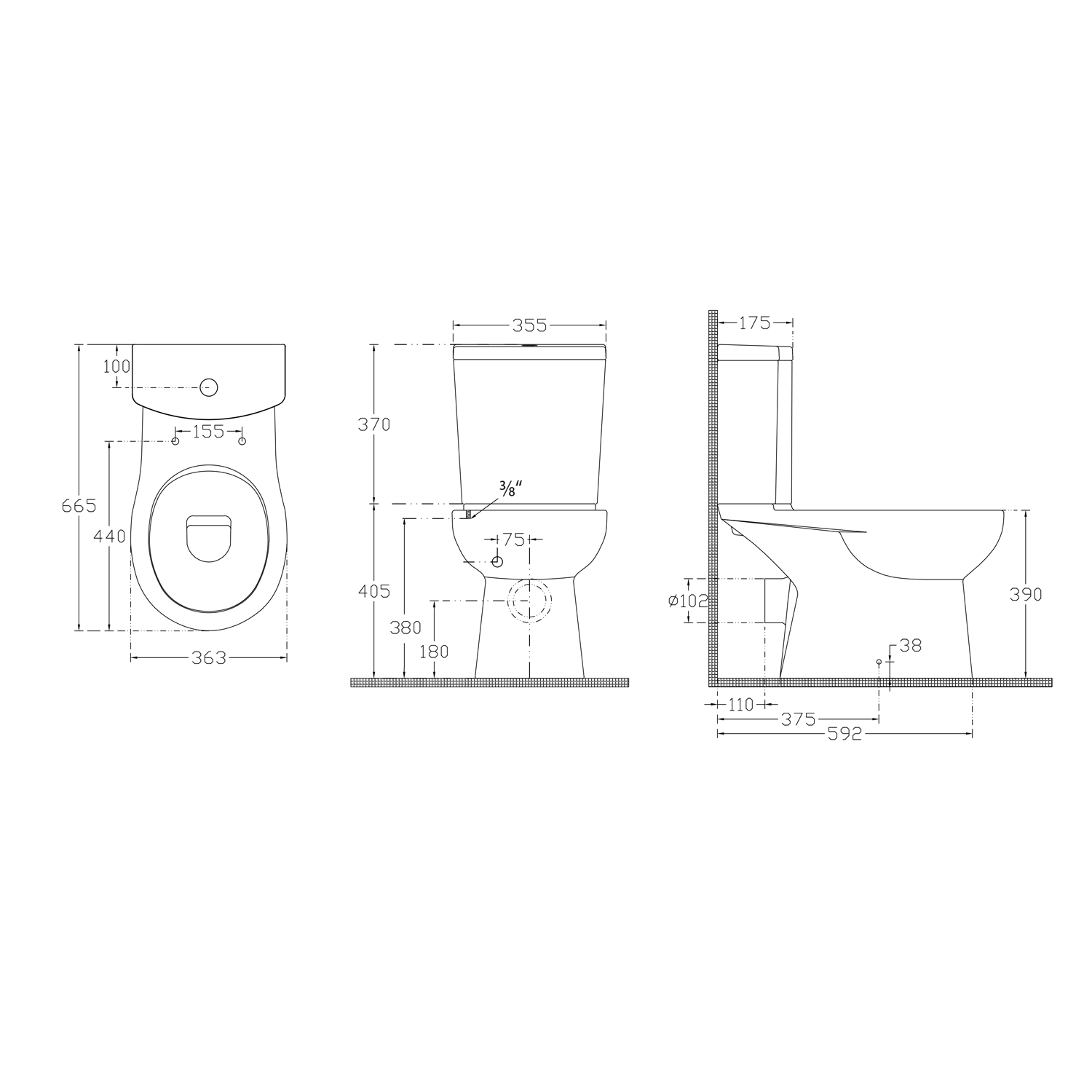 Sapho Kario staande douche wc zonder zitting wit