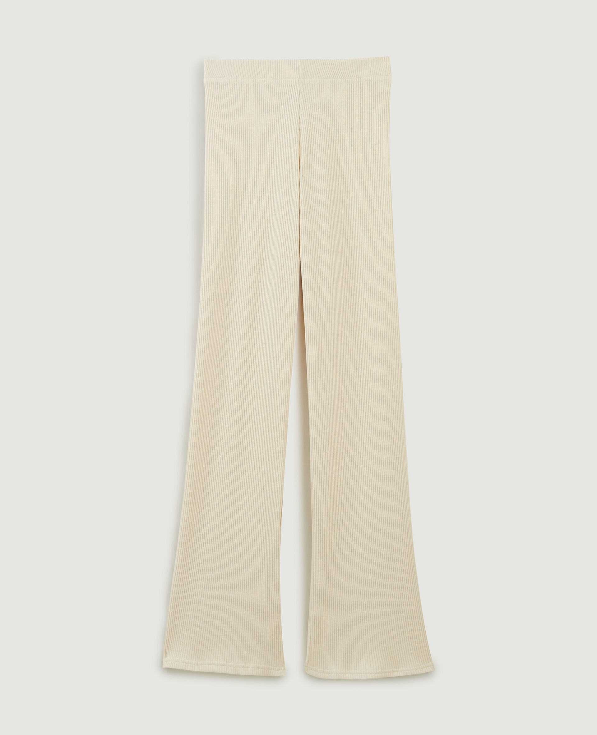 Pantalon flare en maille côtelée - Beige