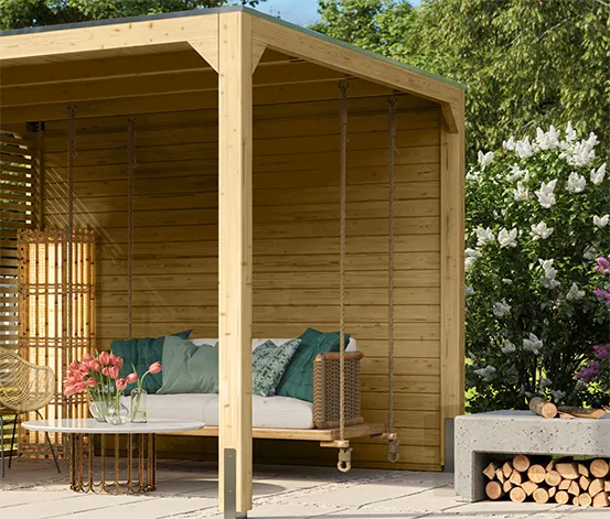 Karibu Pavillon mit 2 Schutz-Wänden, 28 mm (Markaska)