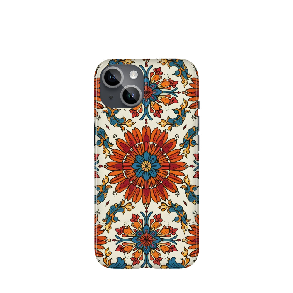 iPhone 14 Kunststoff Hülle Majolika-Goldranken - Braun