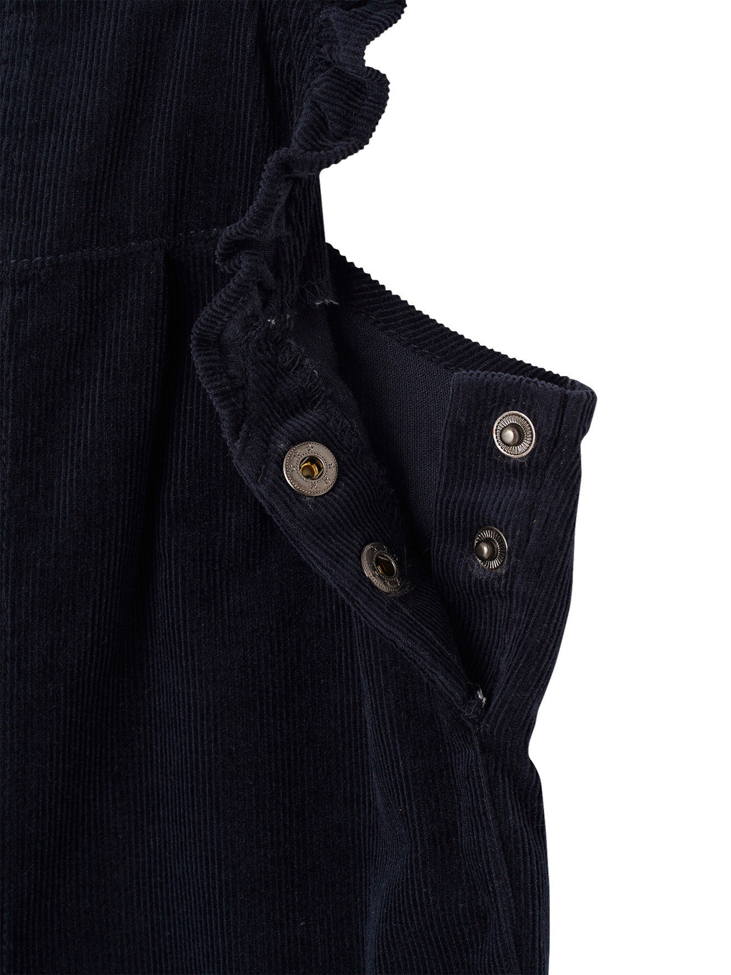 Vertbaudet Mädchen Baby Cord-Latzhose mit Volants schieferblau