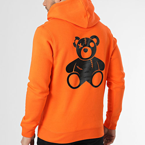 Sweat Capuche Carbone Nounours Orange Noir