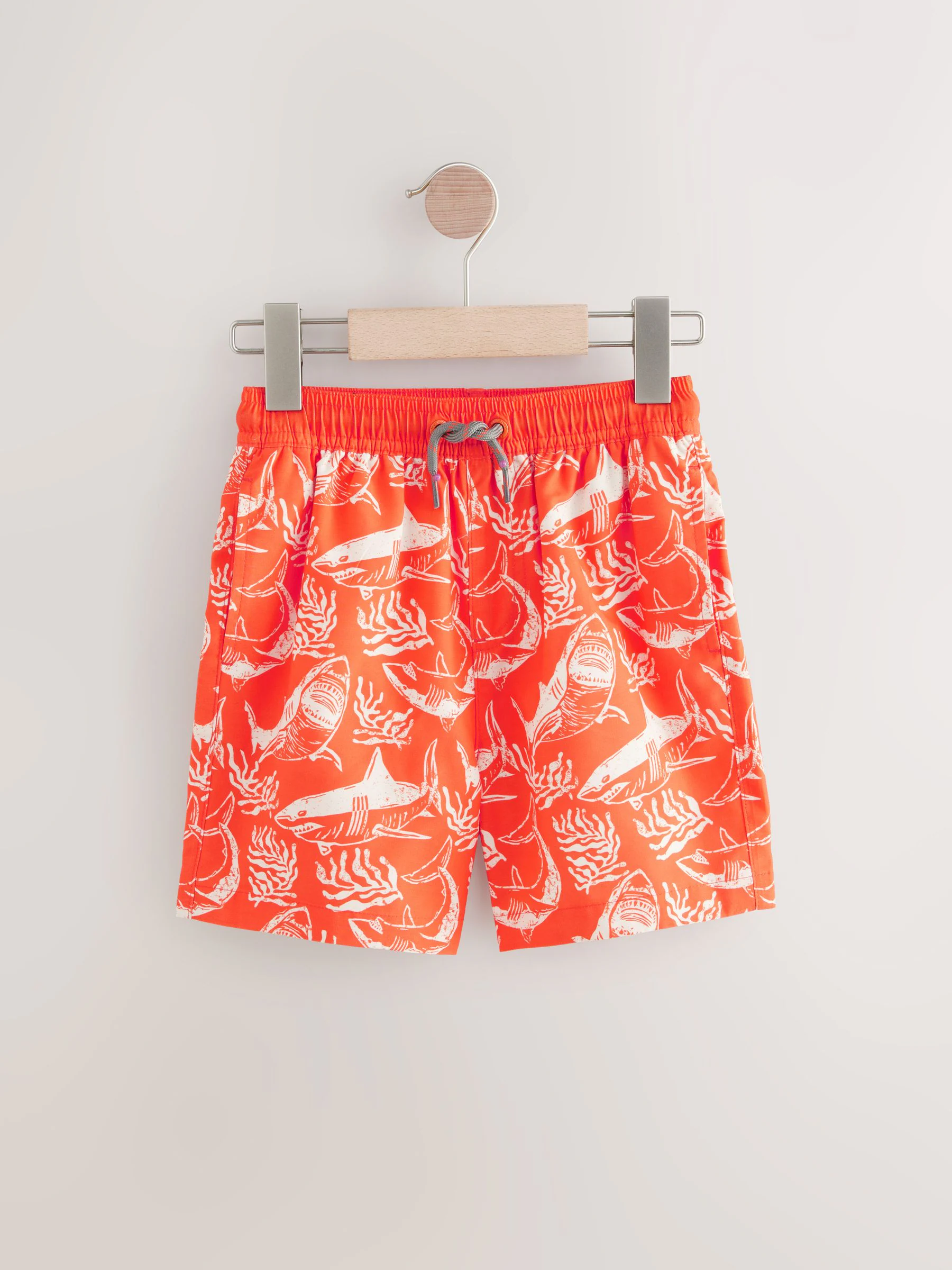 Koraal/Rood Shark - Zwembroek met print (3-16jr)