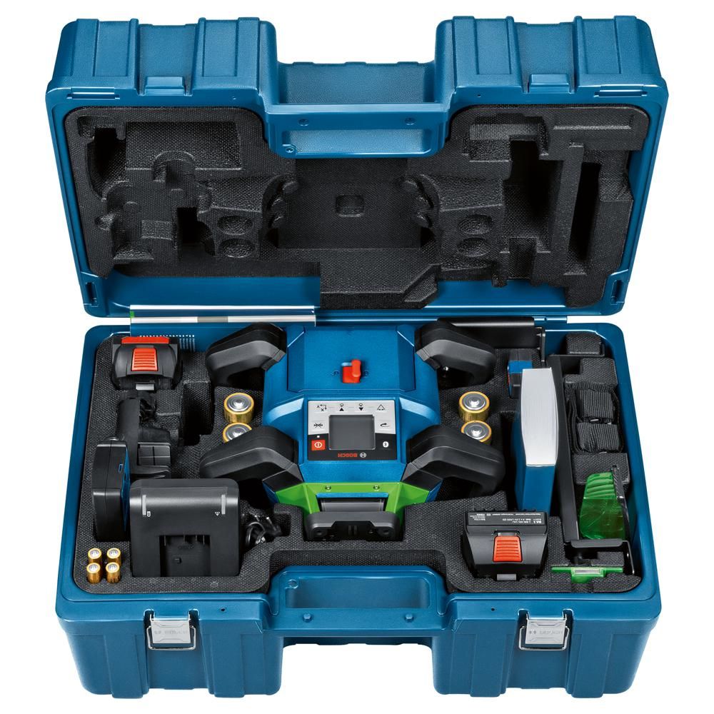 Bosch Professional GRL 650 CHVG Accu Rotatielaser Groen 18V   Laserontvanger LR 65 G   BT170 HD Statief   GR 500 Meetlat 4.0Ah in koffer - 06159940PR