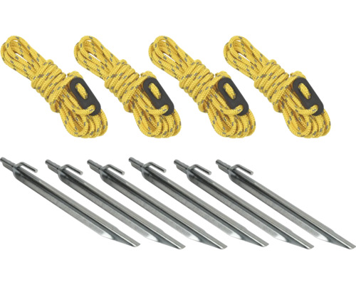 Set van 6 haringen en 4 scheerlijnen, elk 2 m lang, voor zeildoeken