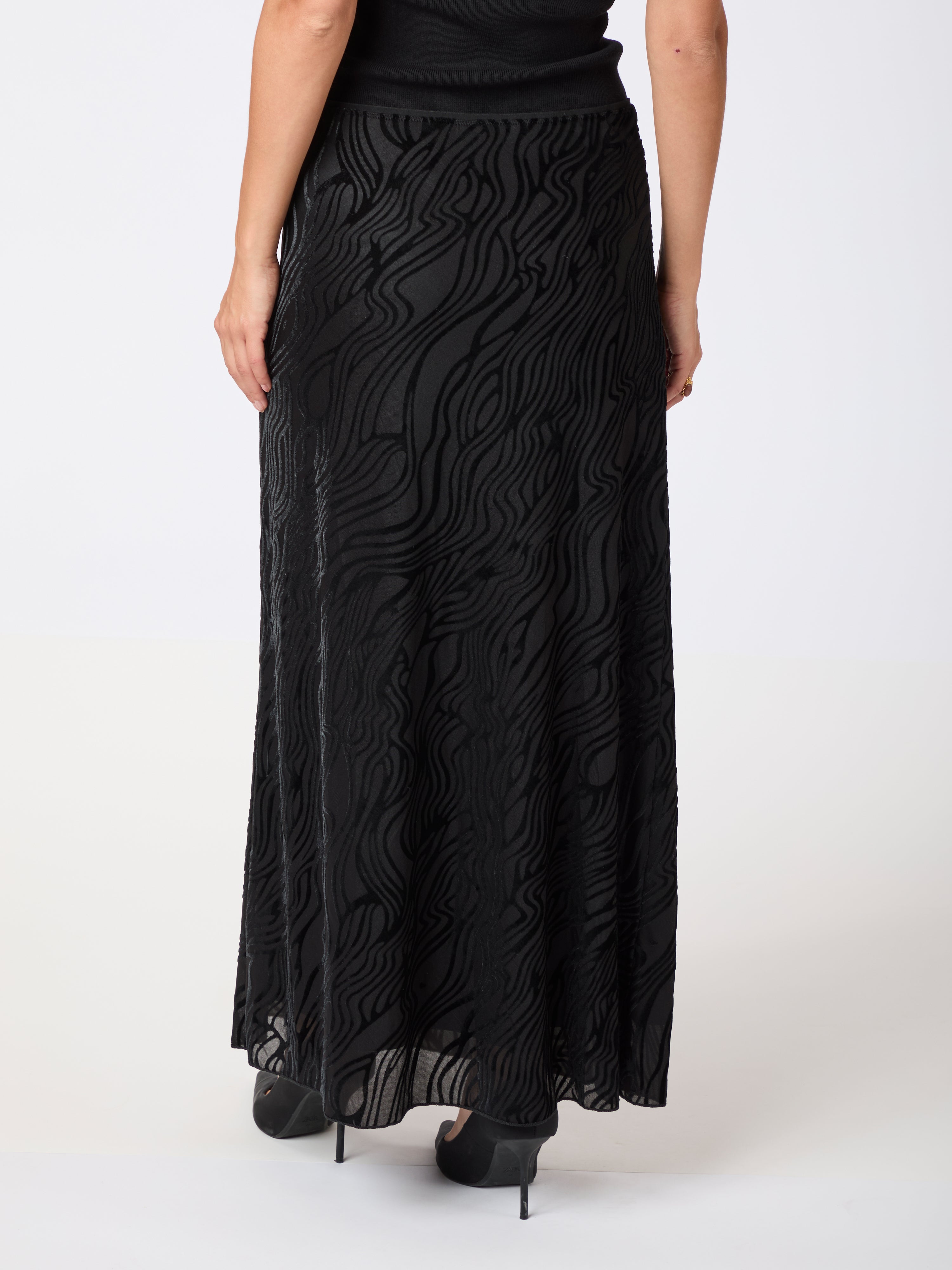 Neo Noir  Vicky Zebra Burnout nederdel - sort