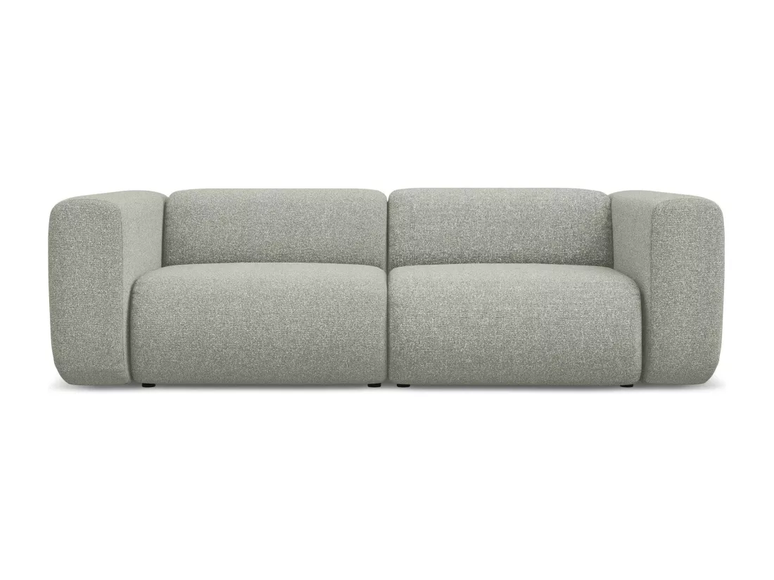 Canapé modulable 3 places en tissu texturé - gris clair - EKAHI
