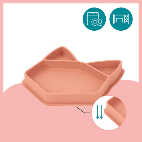 Assiette silicone compartimentée ISY PLATE renard terracotta - BABYMOOV