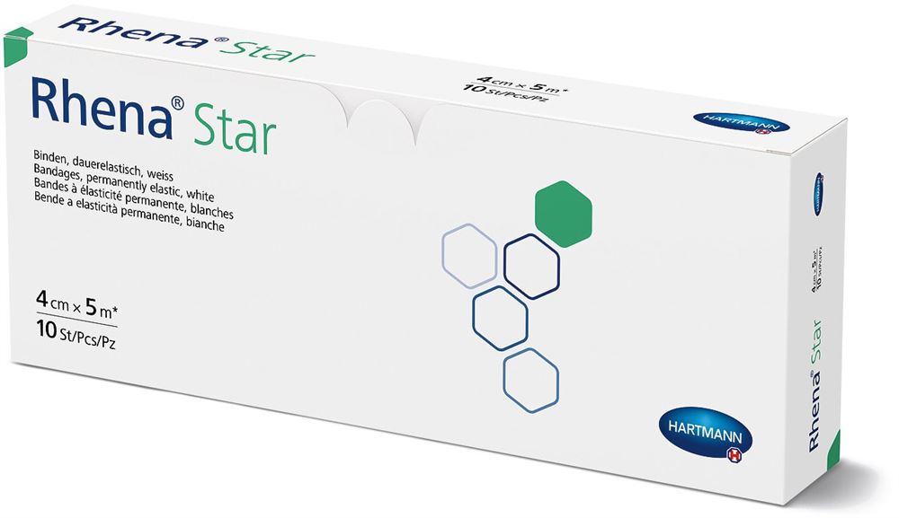 Rhena Star Elastische Binde<br>10 Stück, 4cmx5m, weiss offen