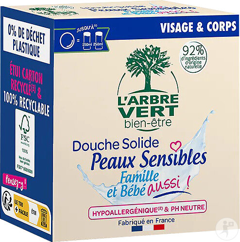 L'Arbre Vert Bien-Être Douche Solide Peaux Sensibles Famille Et Bébé 75g