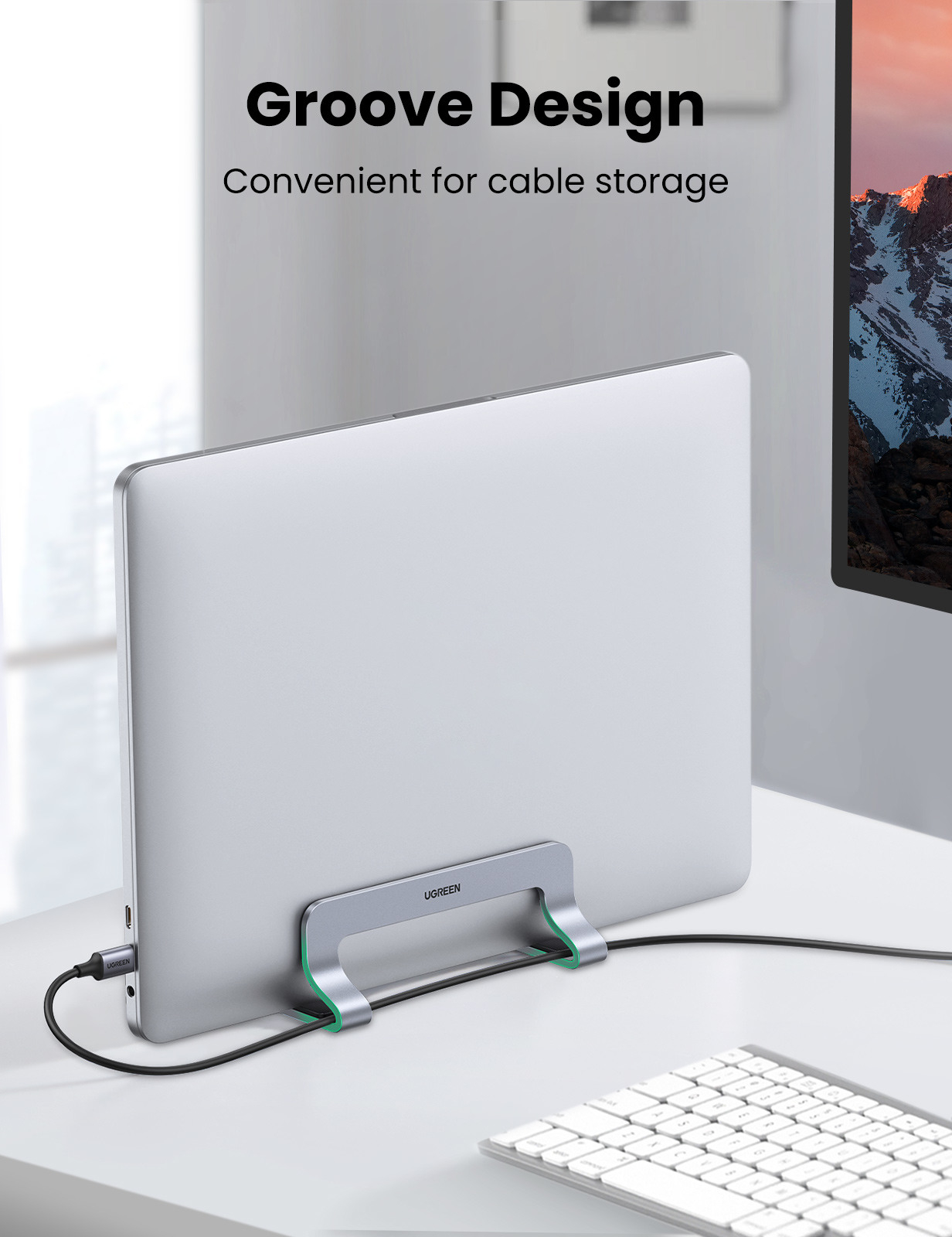 Aluminium Desktop Vertical Stand Tisch Ständer Halterung für MacBook / Notebook (20471) - Grau