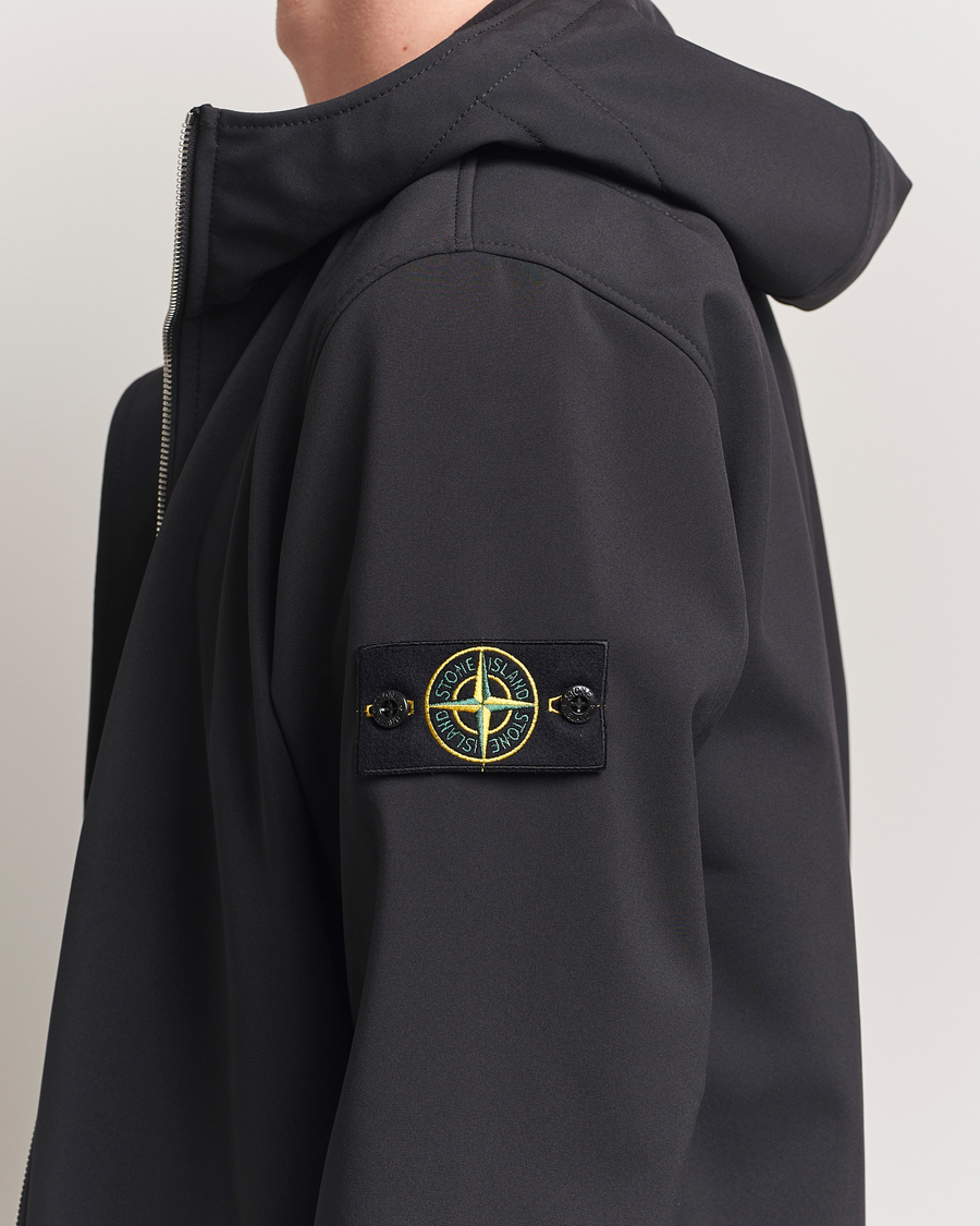 Stone Island Soft Shell Re-Dyed Lined Hood Jacket Black