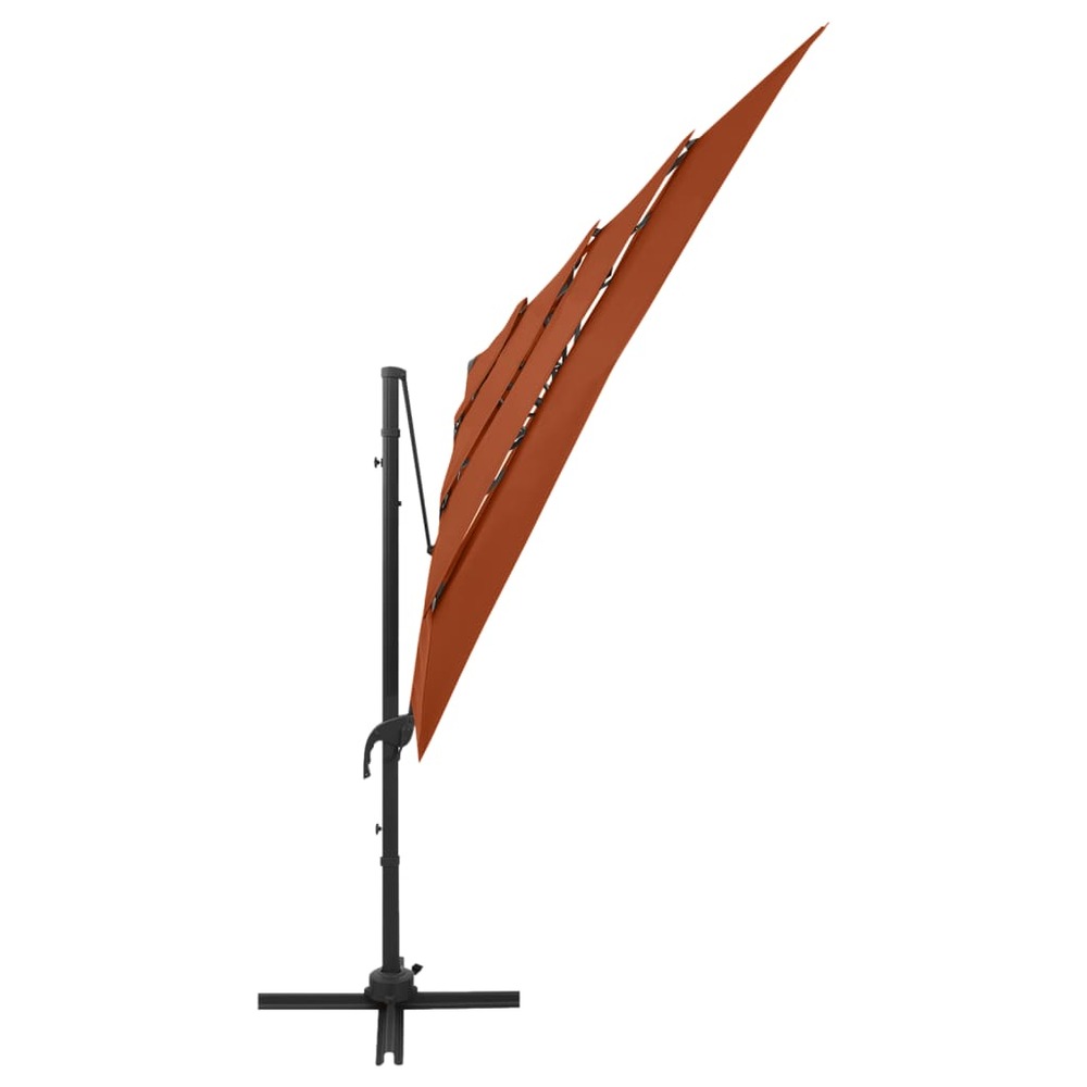 Parasol à 4 niveaux avec mât en aluminium 250 x 250 cm orange