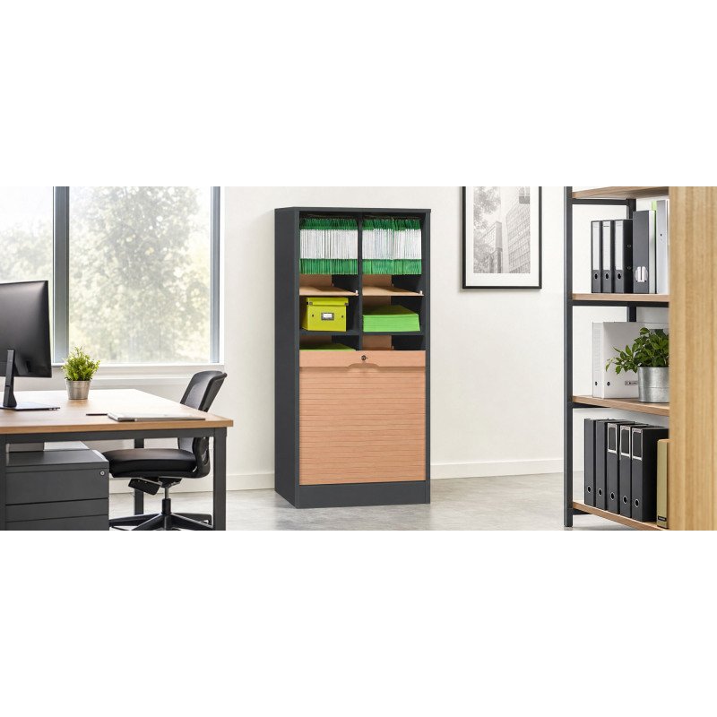 Classeur bois double à rideau H 140 cm