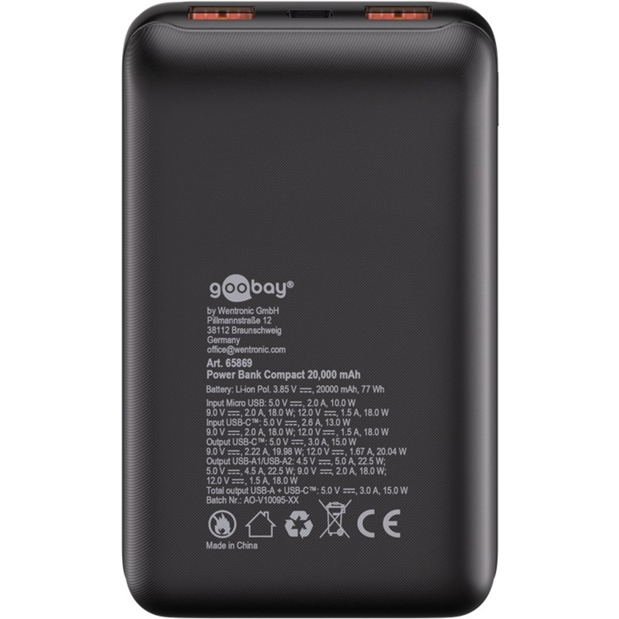 goobay Powerbank Powerbank Kompakt 20.000 mAh
