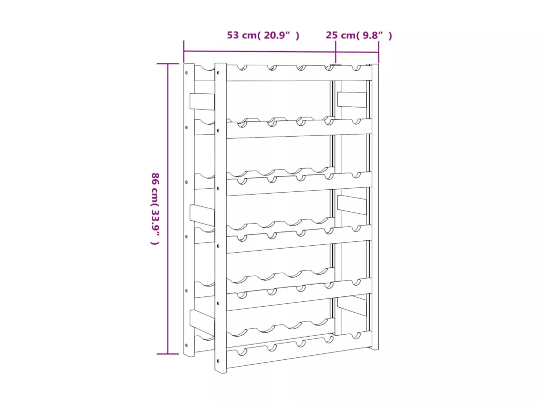 Casier à bouteilles pour 30 bouteilles noir bois pin solide