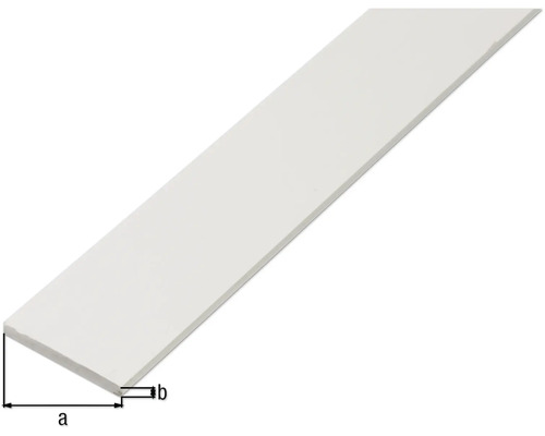 Platte PVC-staaf, wit, 20x2 mm, 2,6 m
