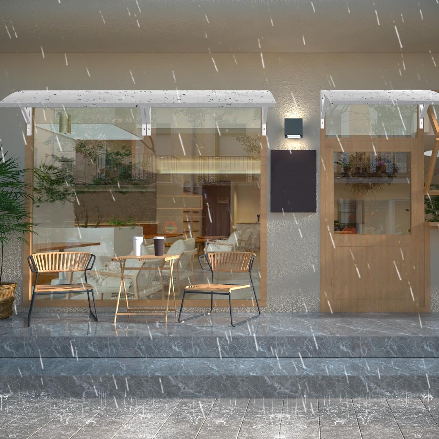 92CM Klimaanlage Abdeckung für Außengeräte, Vordach Terrasse UV Regen Schnee Sonnenschutz, Mini Split Wärmepumpen Verkleidung für Kondensator Kompressor, Schutzabdeckung für Außen-AC-Geräte